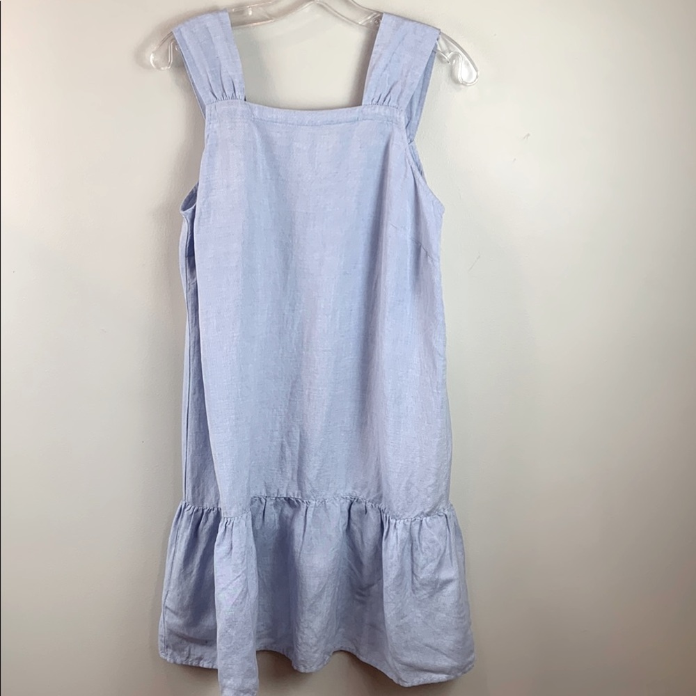 LOFT Linen Blend Chambray Square Neck Flounce Dress NEW! - Picture 5 of 8